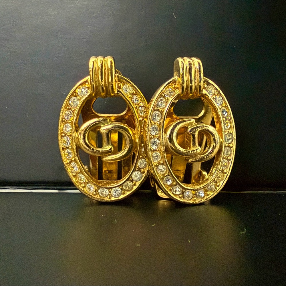 LOT 1706 18K gold plated Christian Dior vintage clip on earrings
